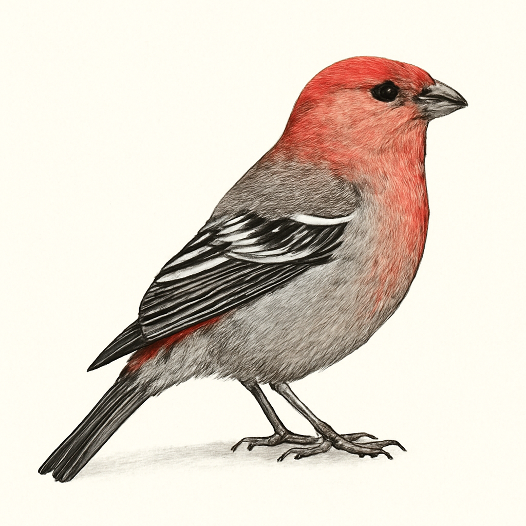 Pine Grosbeak illustration