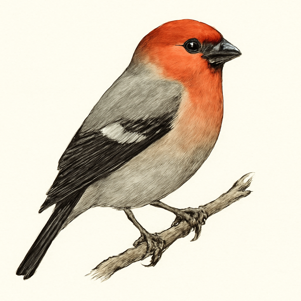 Red-headed Bullfinch illustration