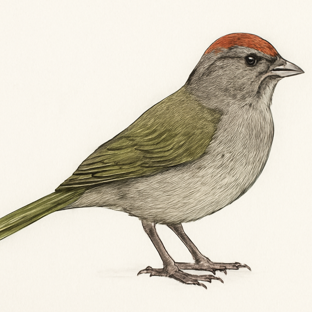 Green-tailed Towhee illustration