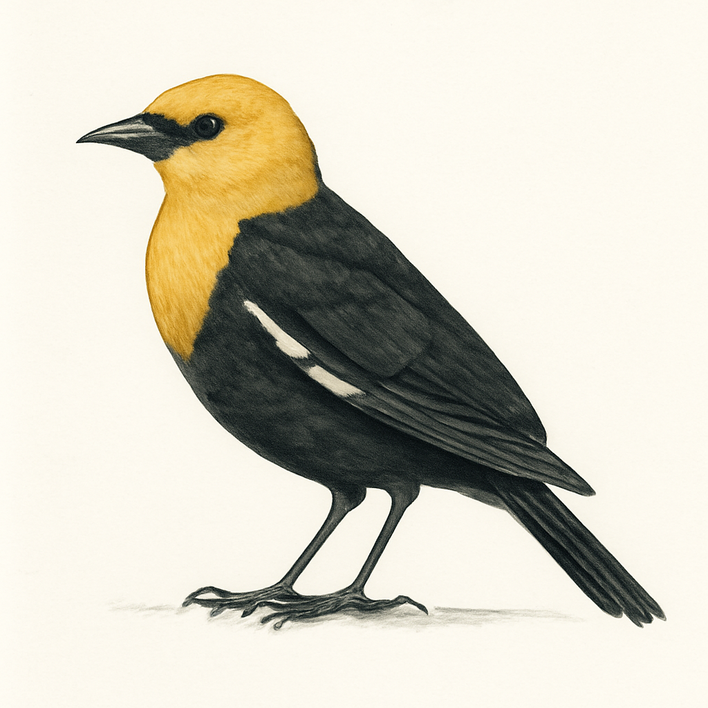 Ilustración de Tordo Cabeciamarillo