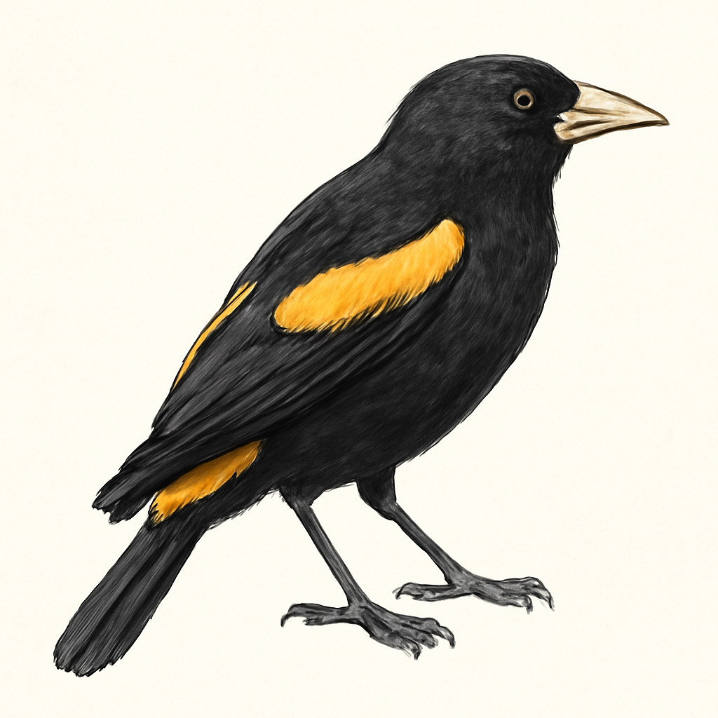 Illustratie van Goudvleugelbuidelspreeuw