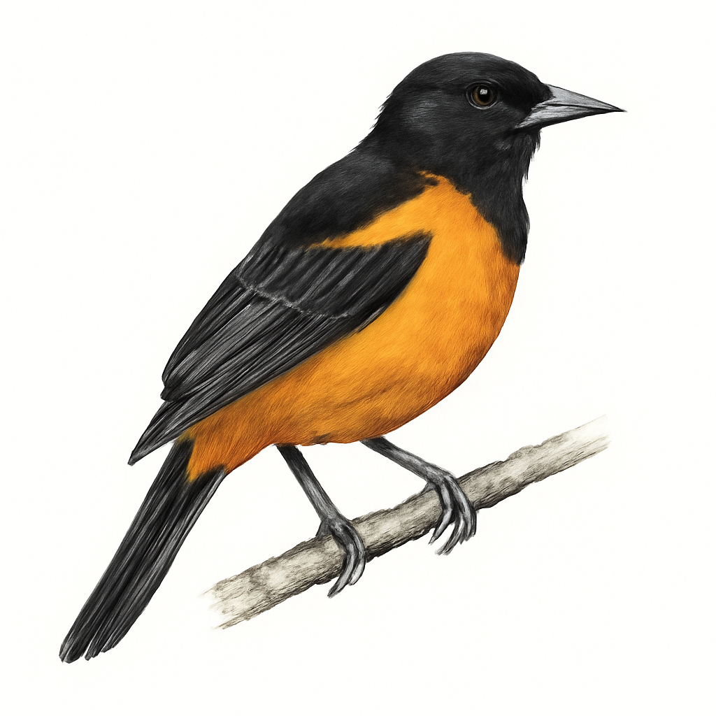 Ilustração de black-cowled oriole