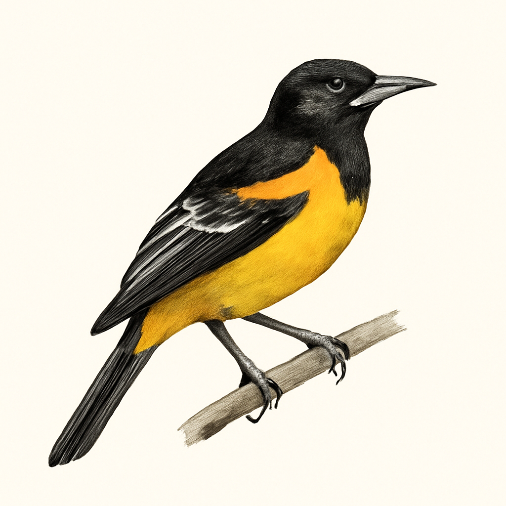 Illustration von Weißschwingentrupial