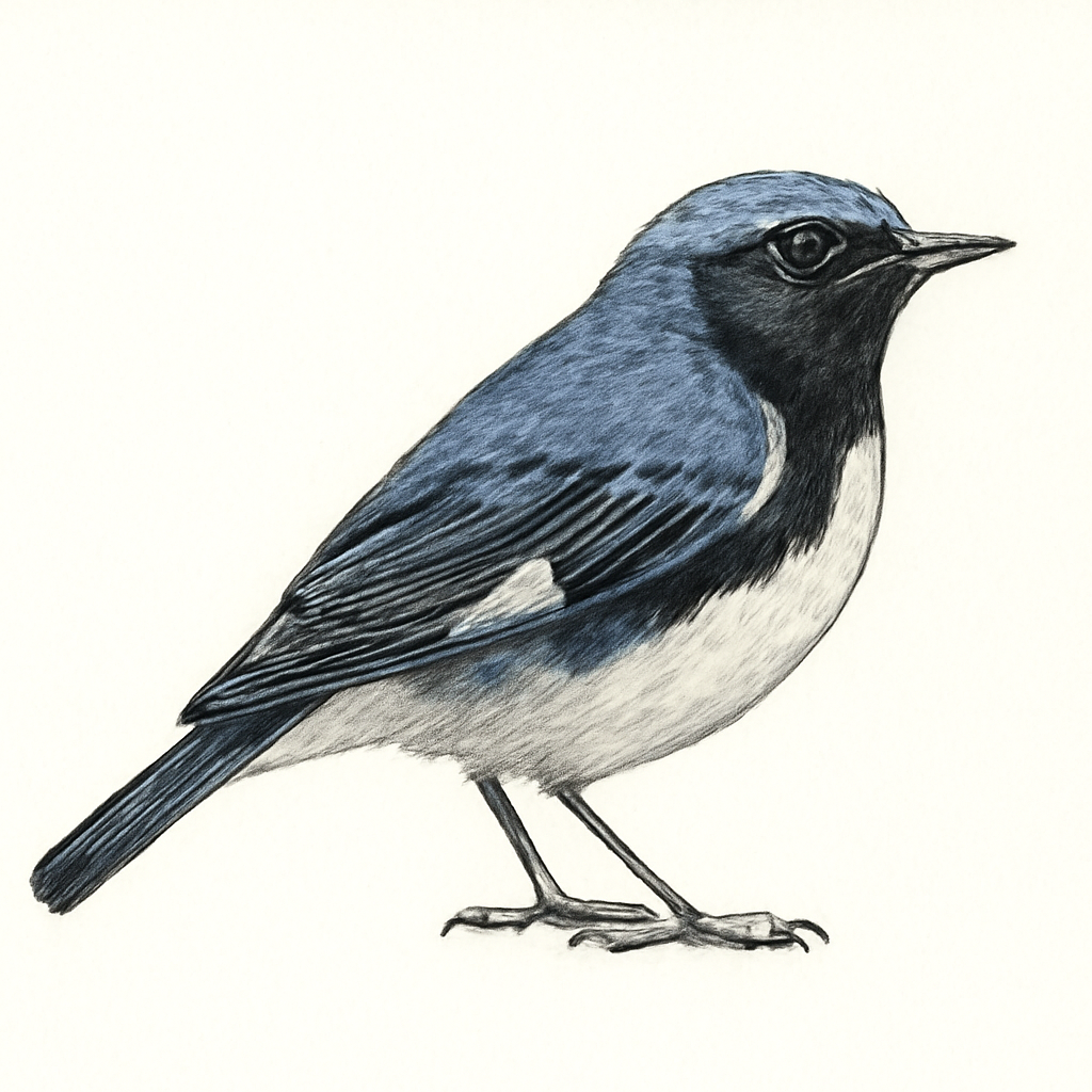 Illustration von Blaurücken-Waldsänger