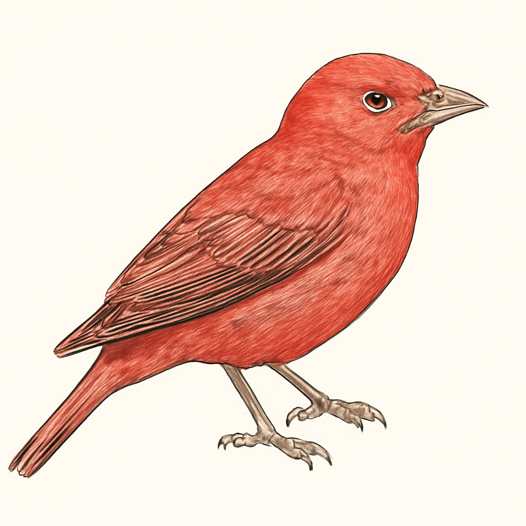 Ilustración de Piranga Roja