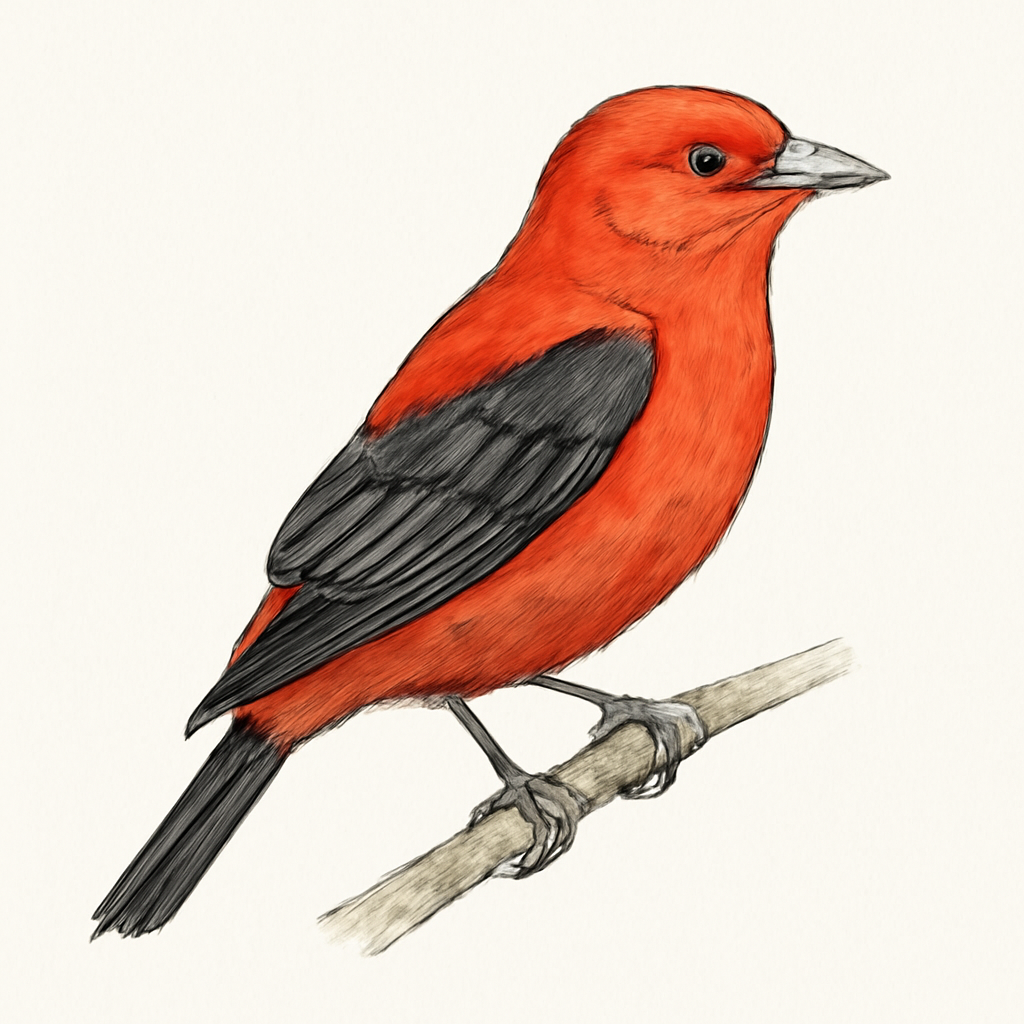 Ilustração de flame-colored tanager