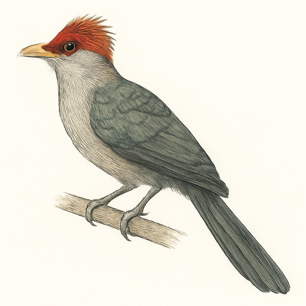 Ilustración de Malcoha Crestirrojo