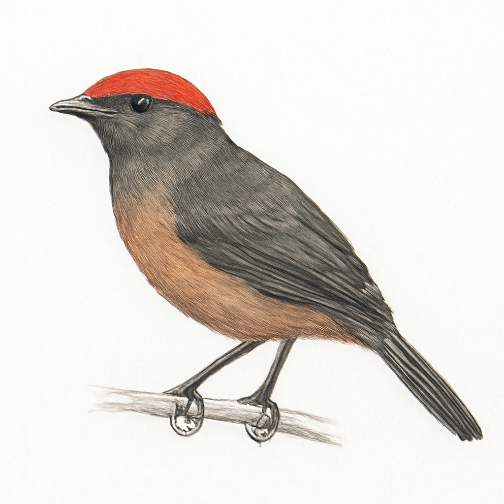 Illustration de Habia à couronne rouge