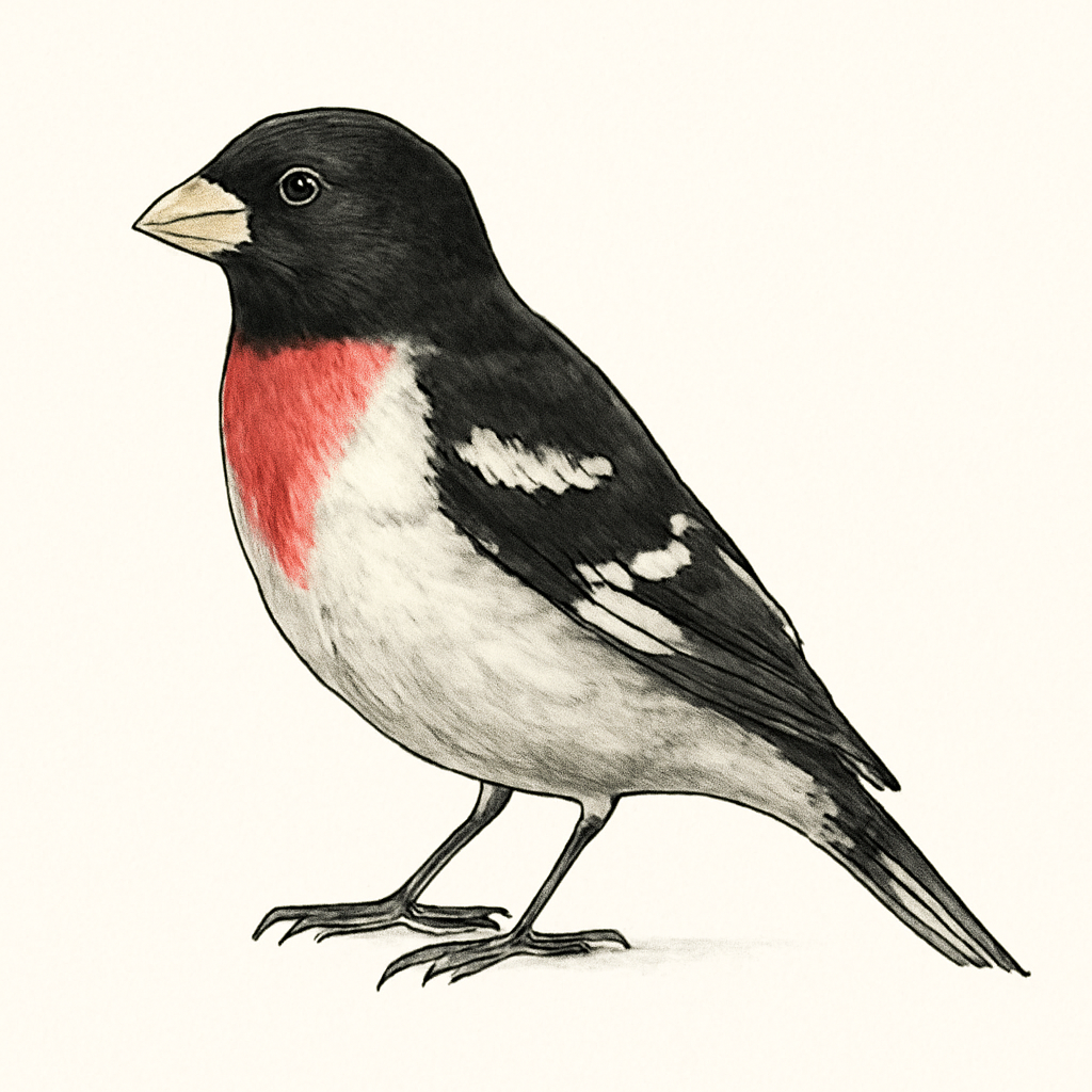 Ilustración de Picogrueso Pechirrosado