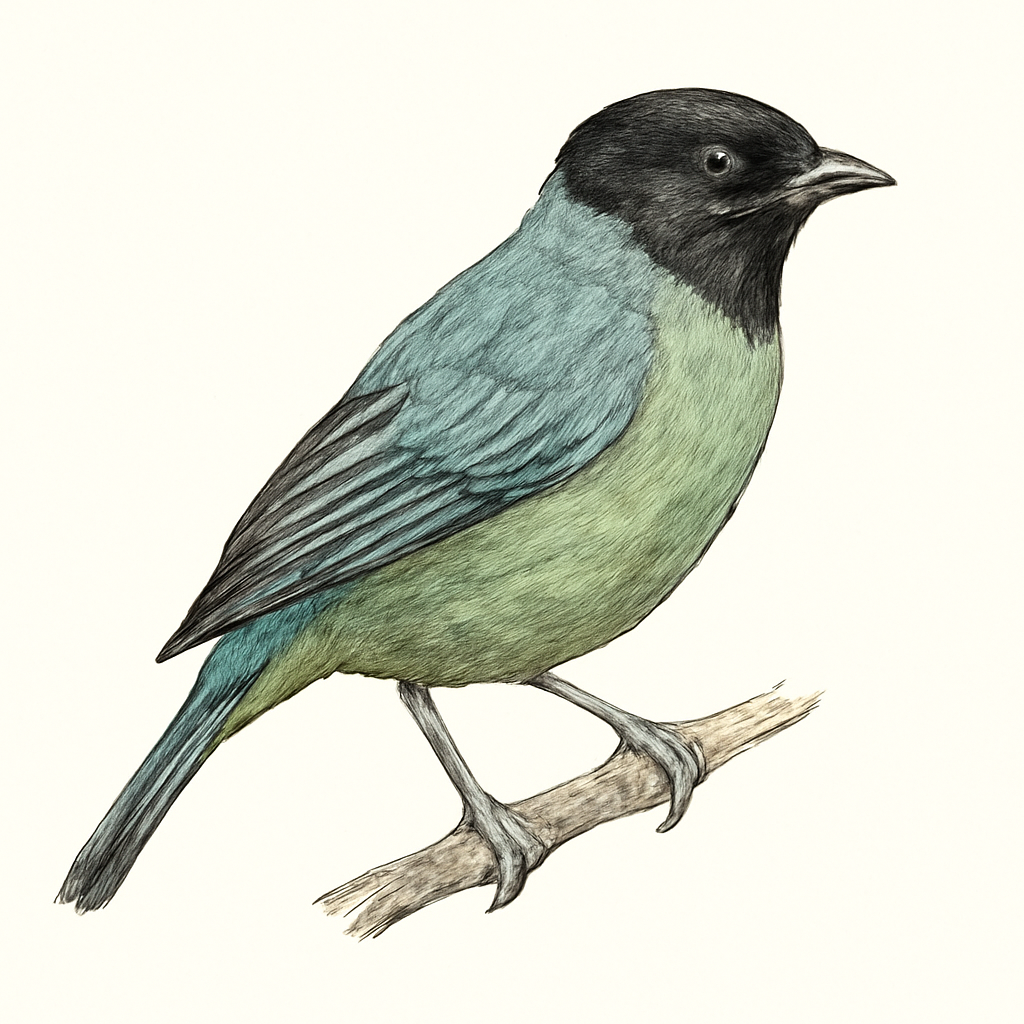 Illustration von Schwarzkappentangare