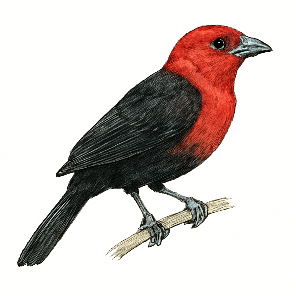 Crimson-collared Tanager illustration