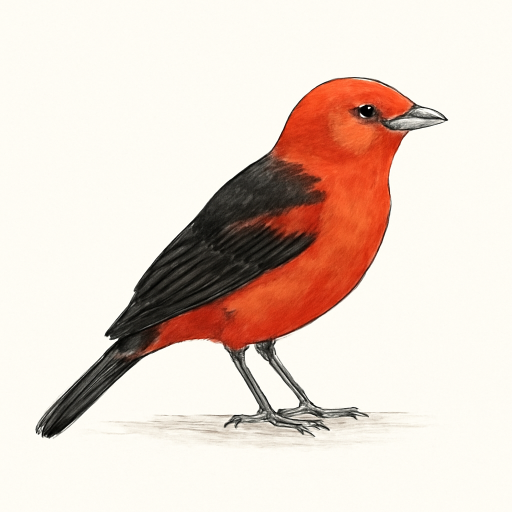Ilustración de Tangara Bermellón