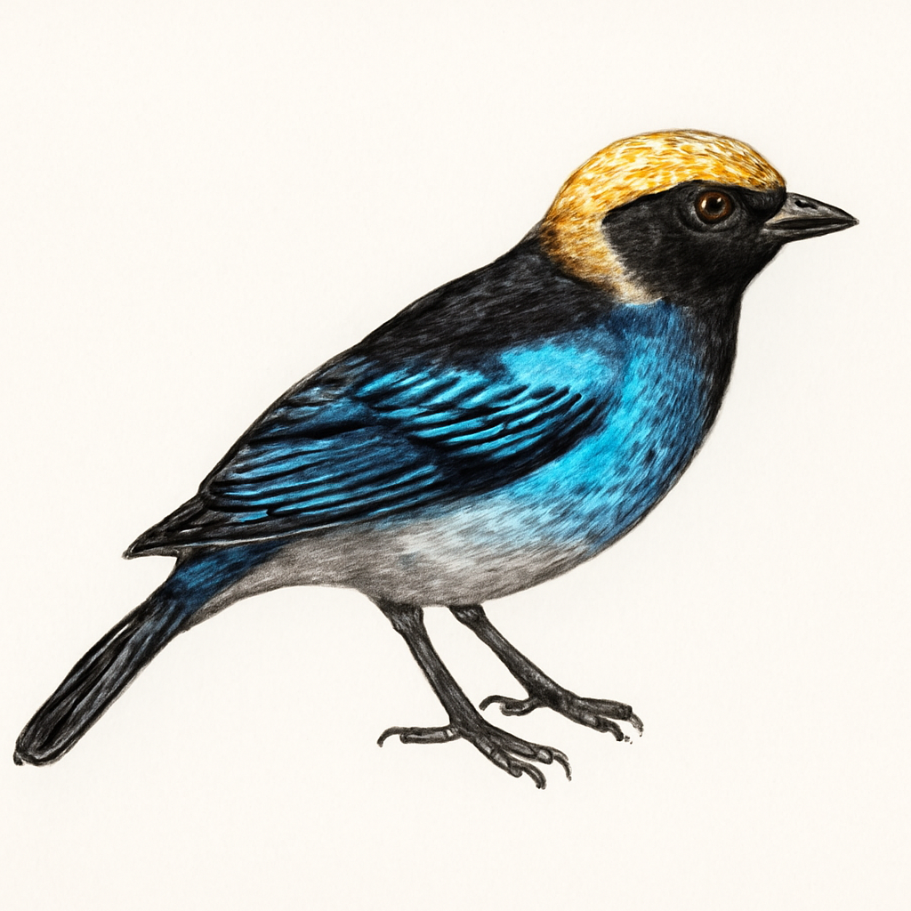 Golden-hooded Tanager illustration