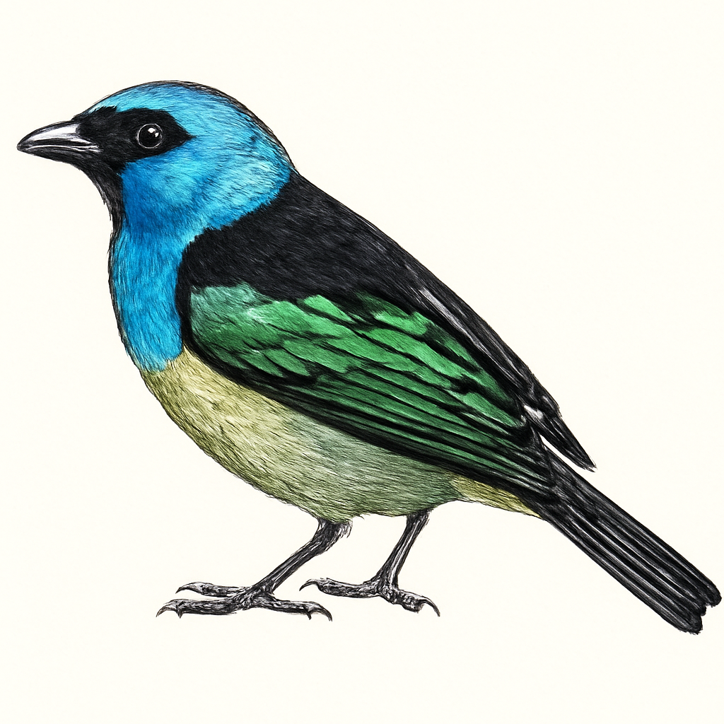 Illustration de Calliste à cou bleu