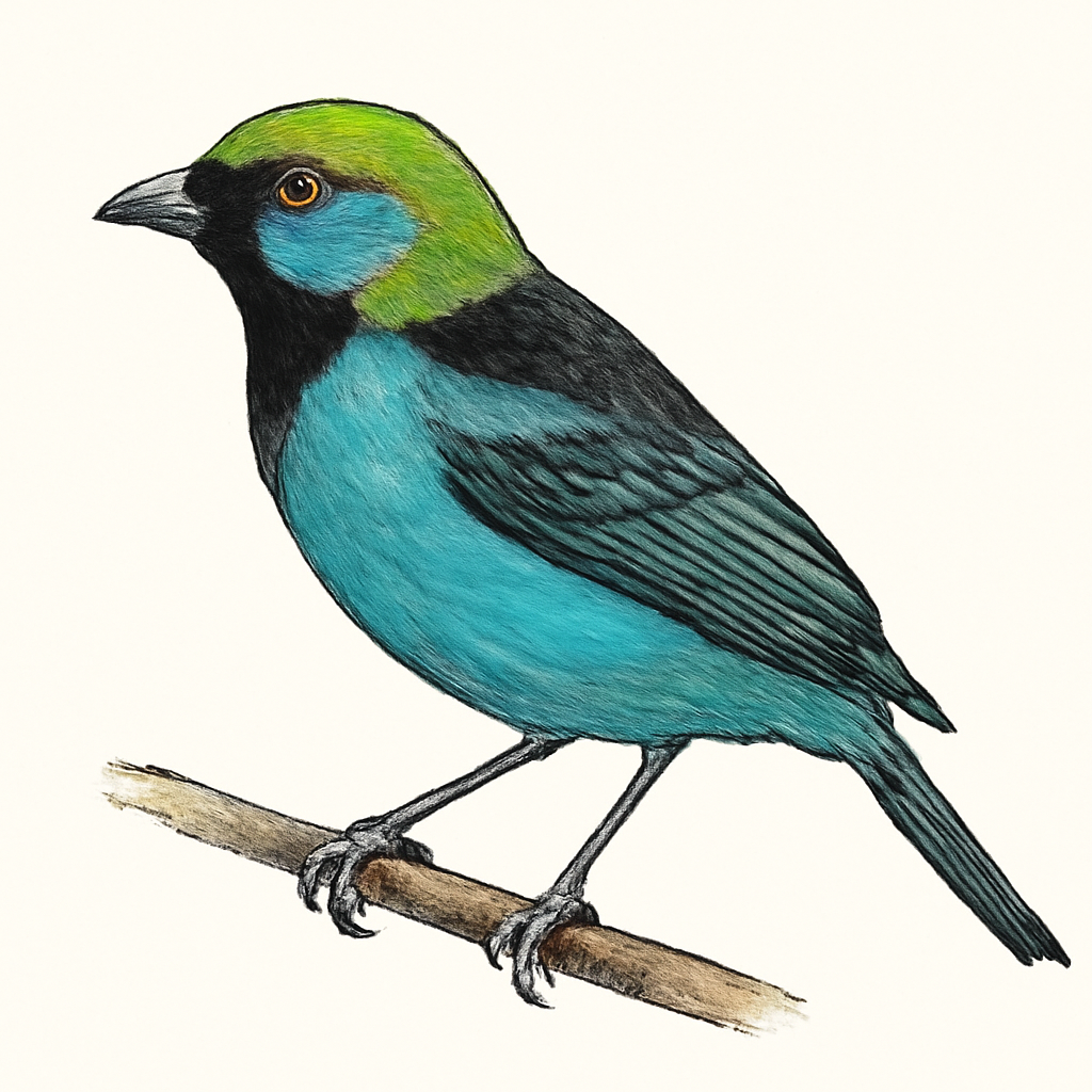 Green-naped Tanager illustration