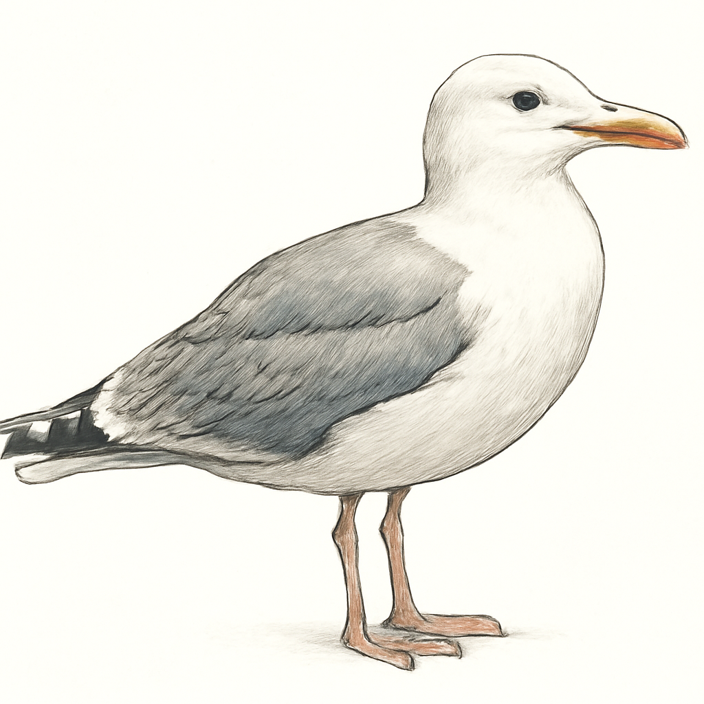 Ilustración de Gaviota Argéntea Americana