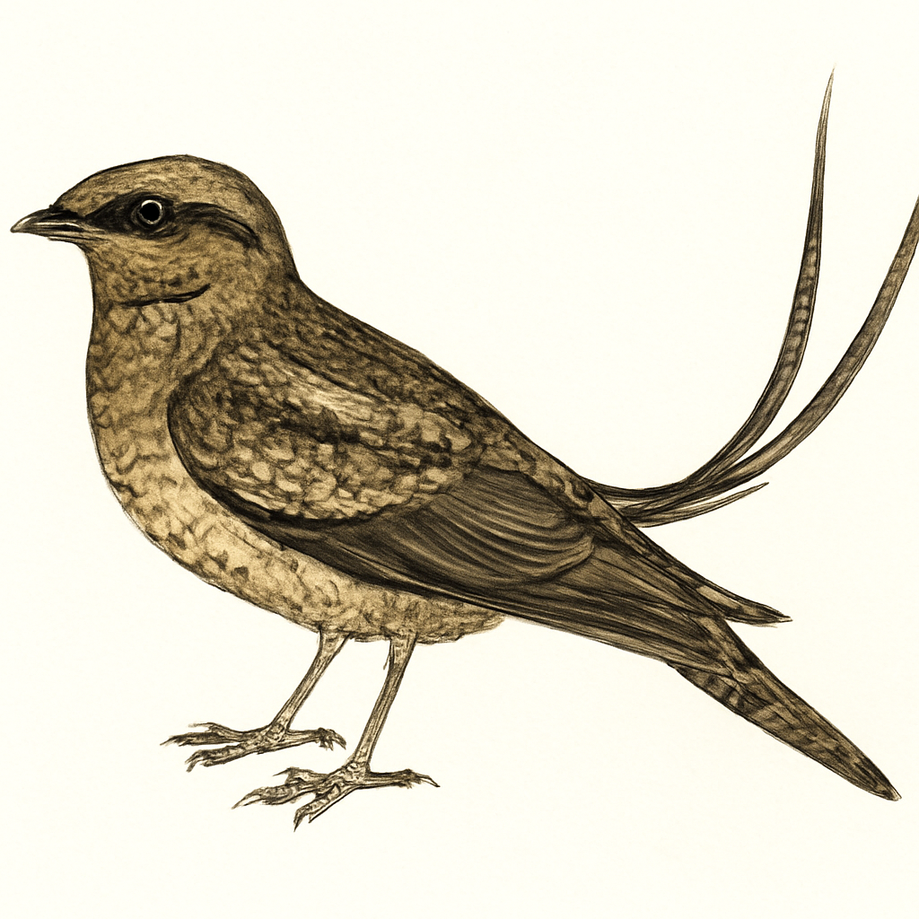 Illustration von Leierschwanz-Nachtschwalbe