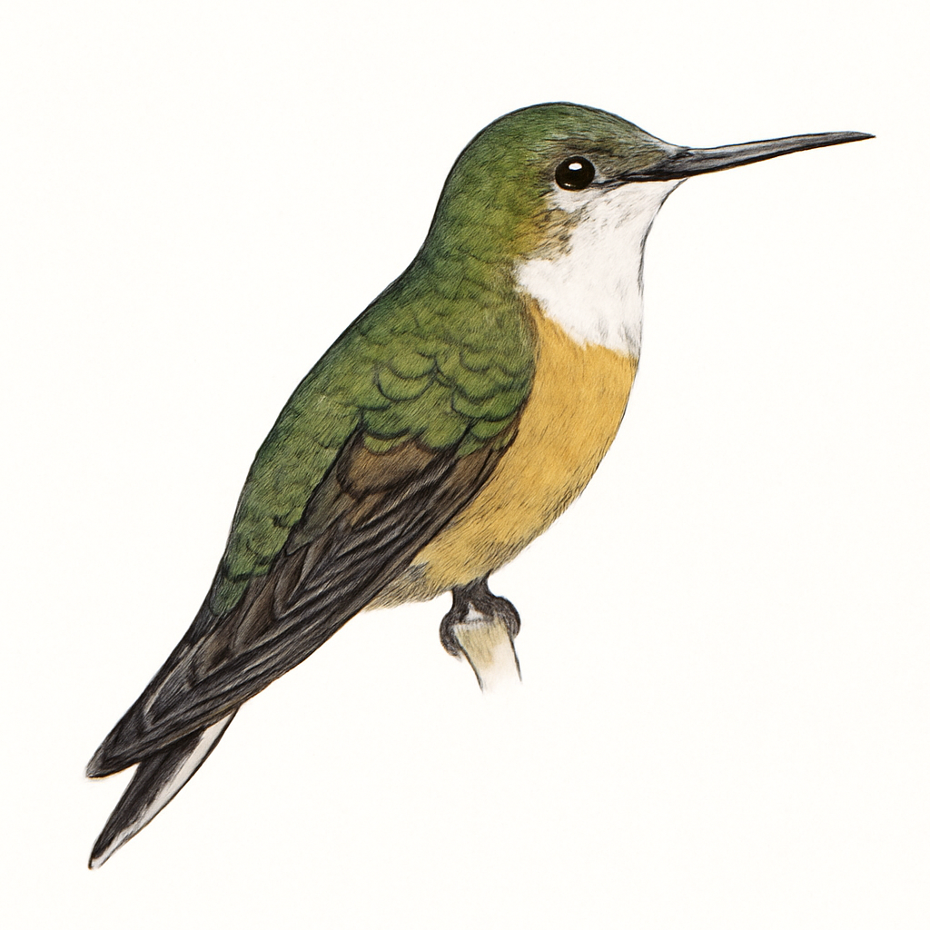 Illustratie van Witstaartgoudkeelkolibrie