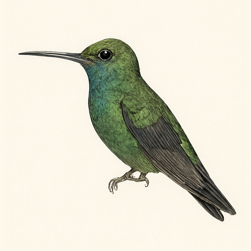 Green-breasted Mango illustration