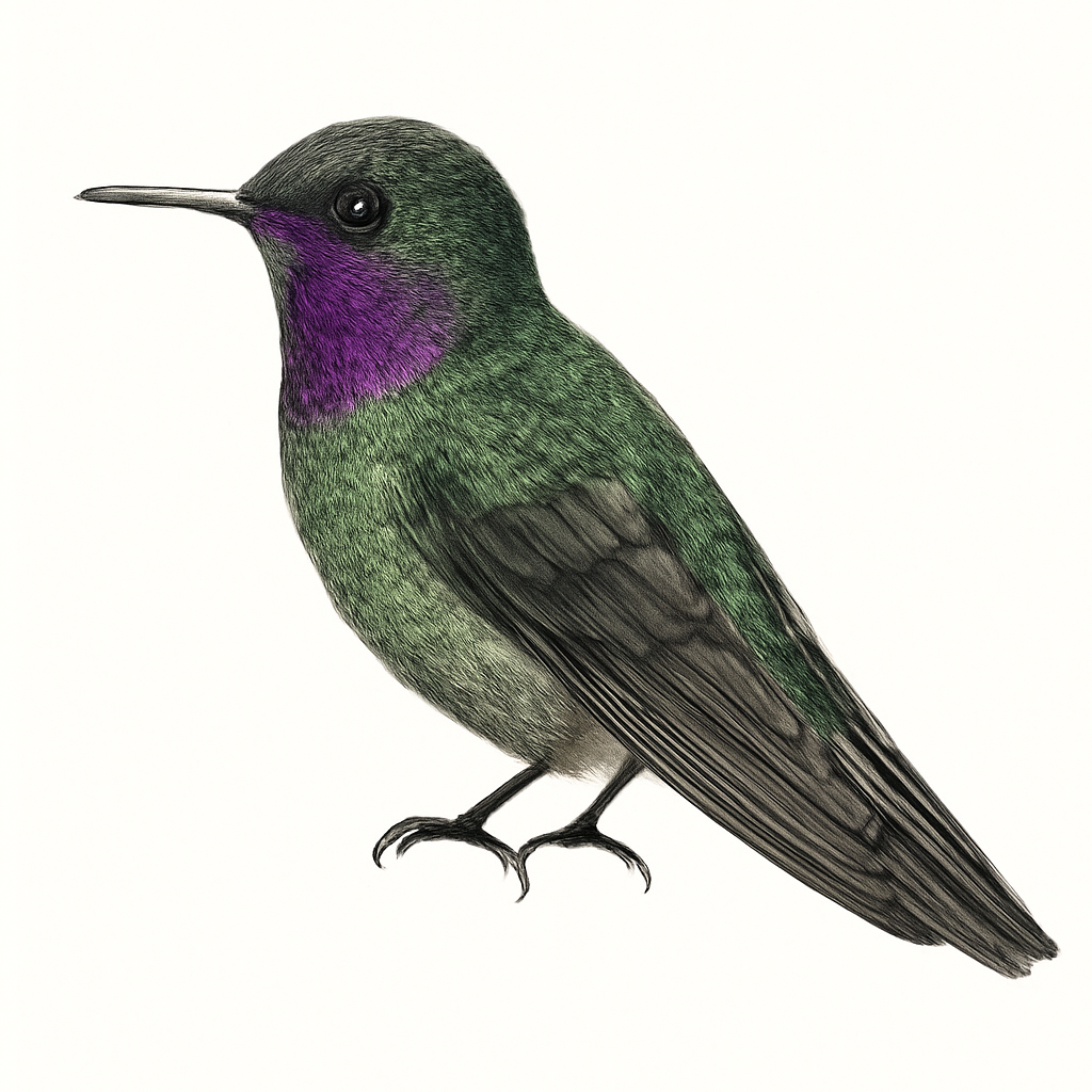 Amethyst-throated Sunangel illustration