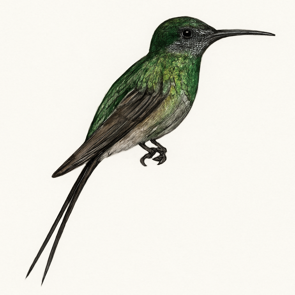 Illustration von Grünfadenelfe