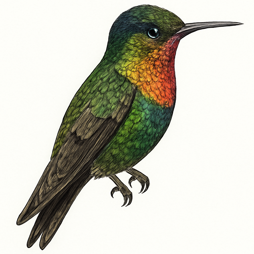 Fiery-throated Hummingbird illustration