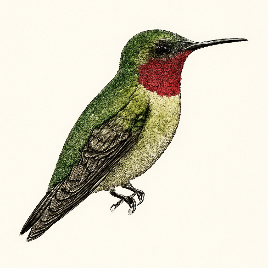 Illustration von Granatkehlkolibri