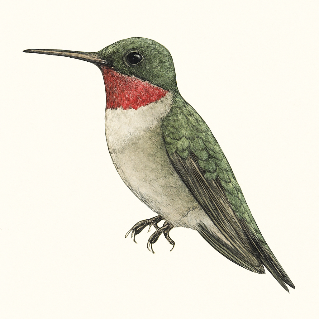 Illustration von Rubinkehlkolibri