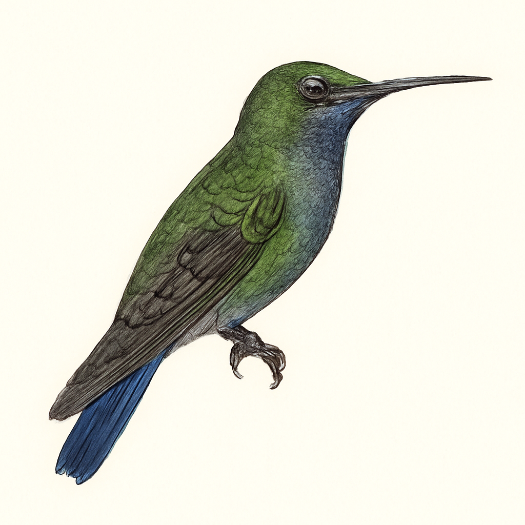 Illustratie van Blauwstaartsmaragdkolibrie