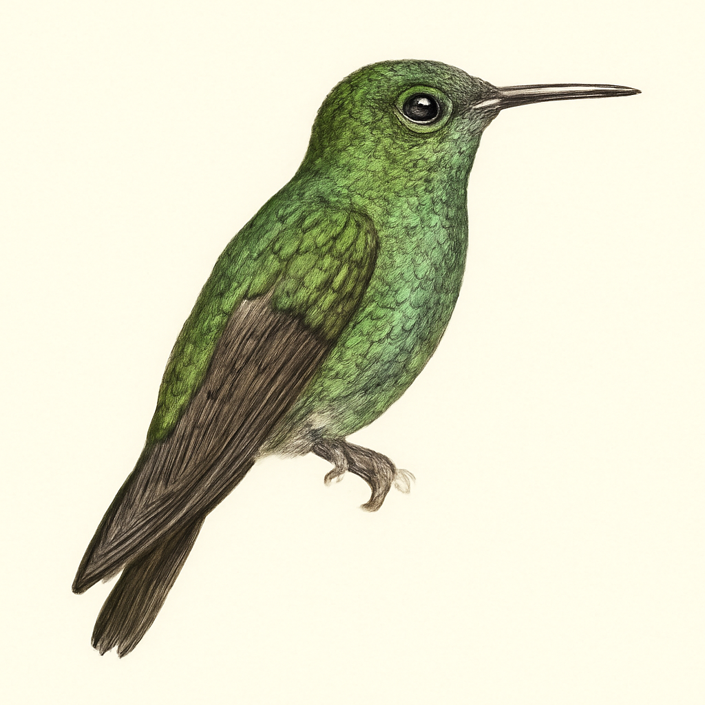 Illustratie van Goudbuiksmaragdkolibrie