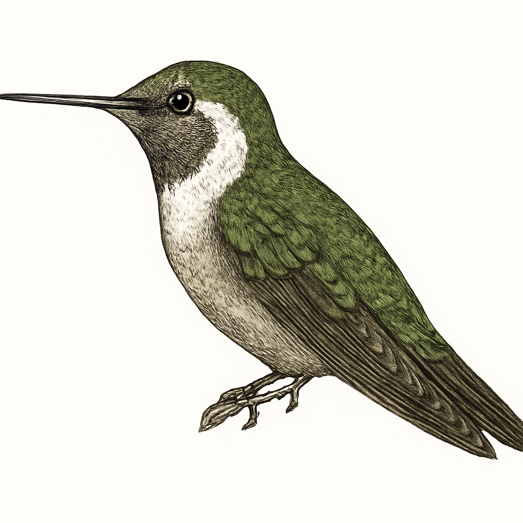 Ilustración de Colibrí Orejiblanco