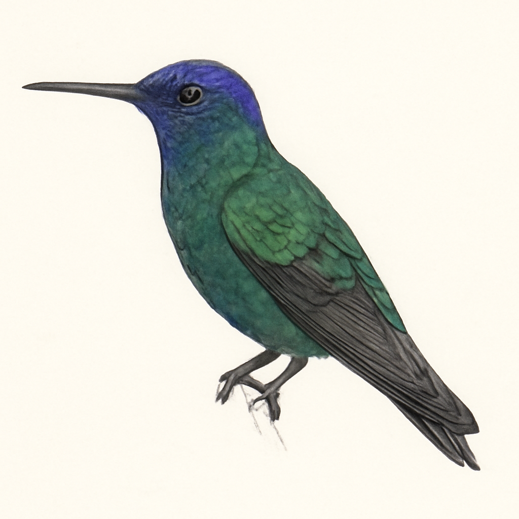 Ilustração de beija-flor-de-fronte-violeta