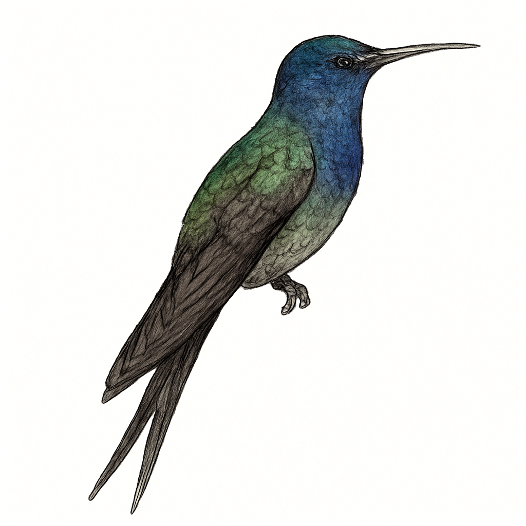 Illustration von Gabelschwanzkolibri