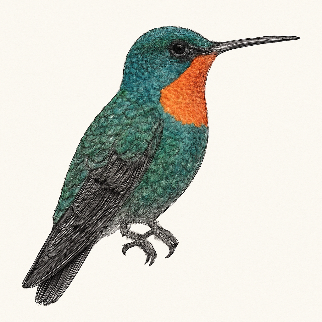 Ilustración de Amazilia Gorjirroja