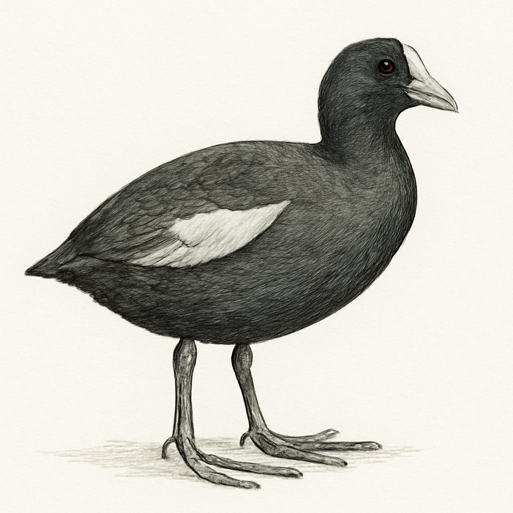 Ilustración de Focha Aliblanca