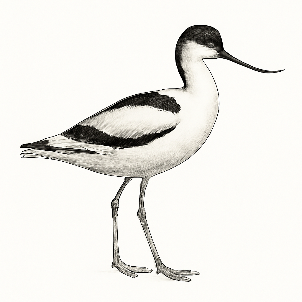 Pied Avocet illustration