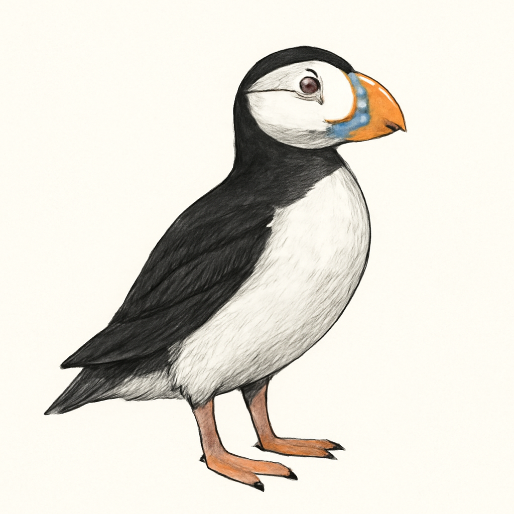 Illustratie van Hoornpapegaaiduiker