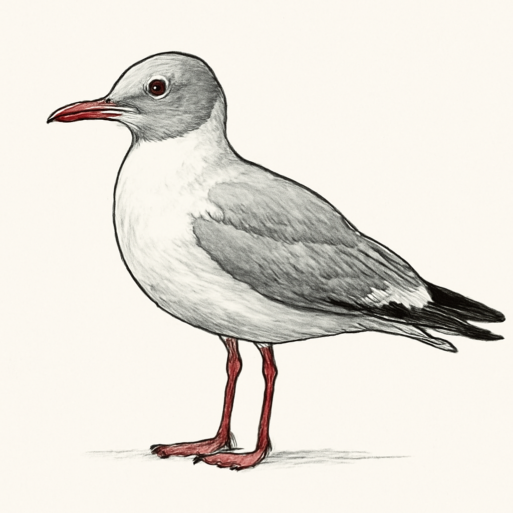 Ilustración de Gaviota Cabecigrís