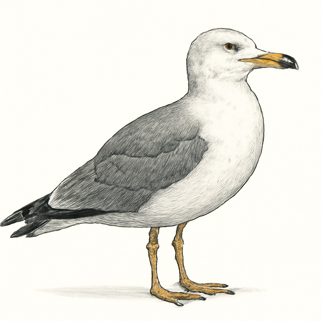 Black-tailed Gull illustration