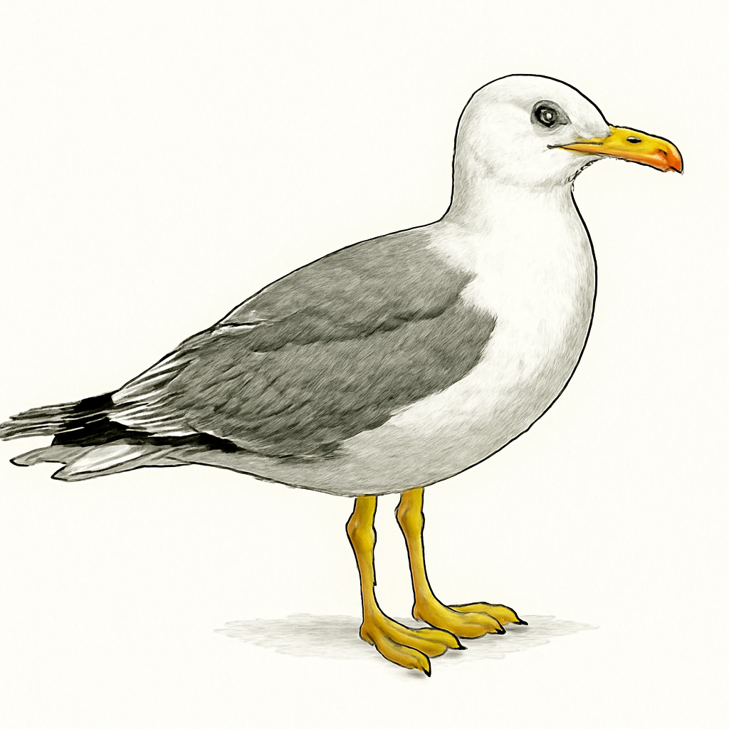 Ilustração de yellow-footed gull