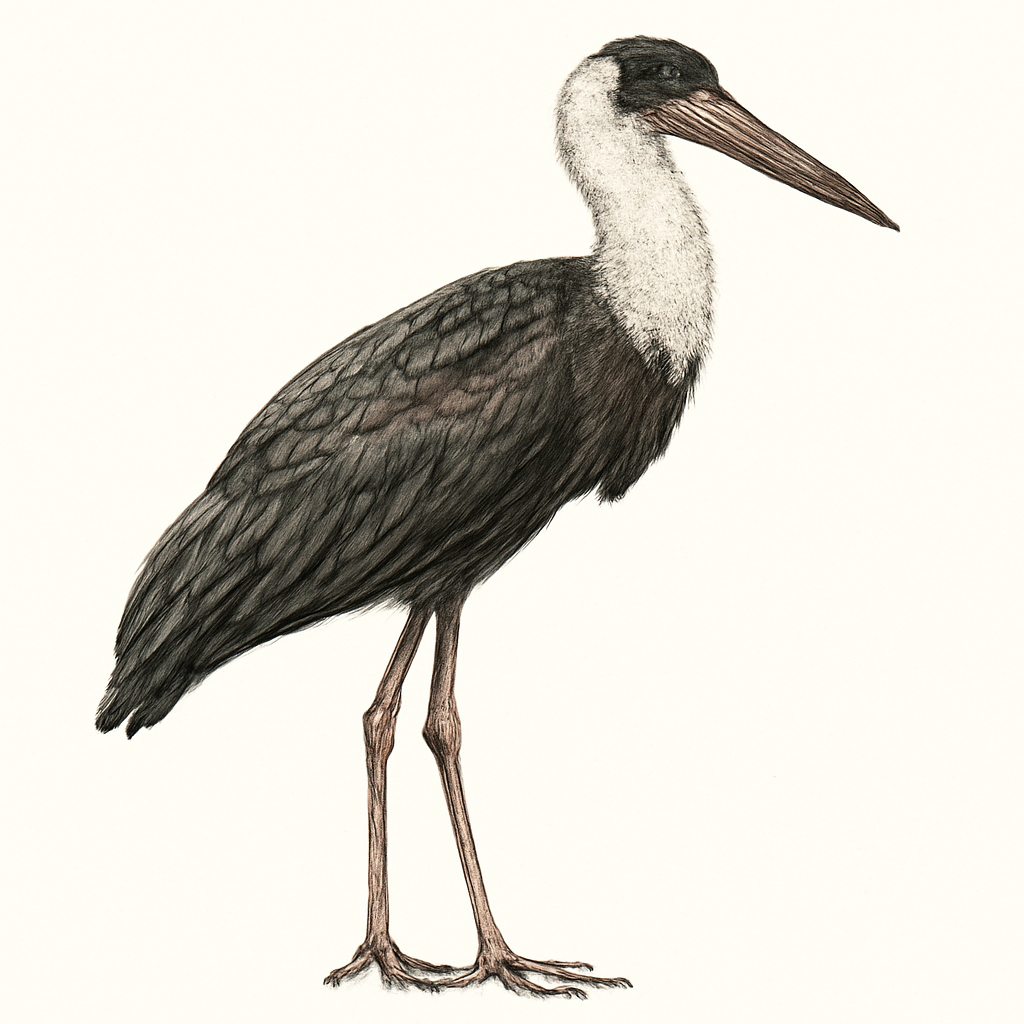Illustration von Asien-Wollhalsstorch