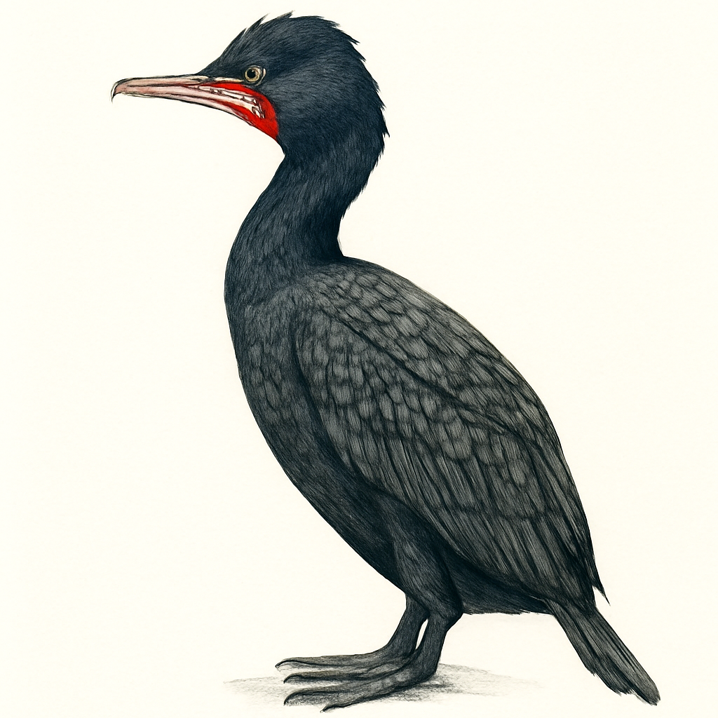 Ilustración de Cormorán Carirrojo