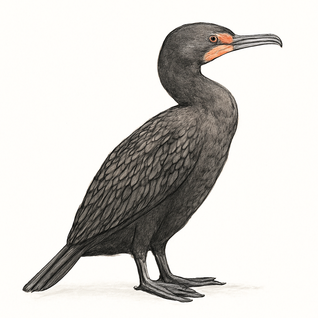 Illustratie van Geoorde aalscholver