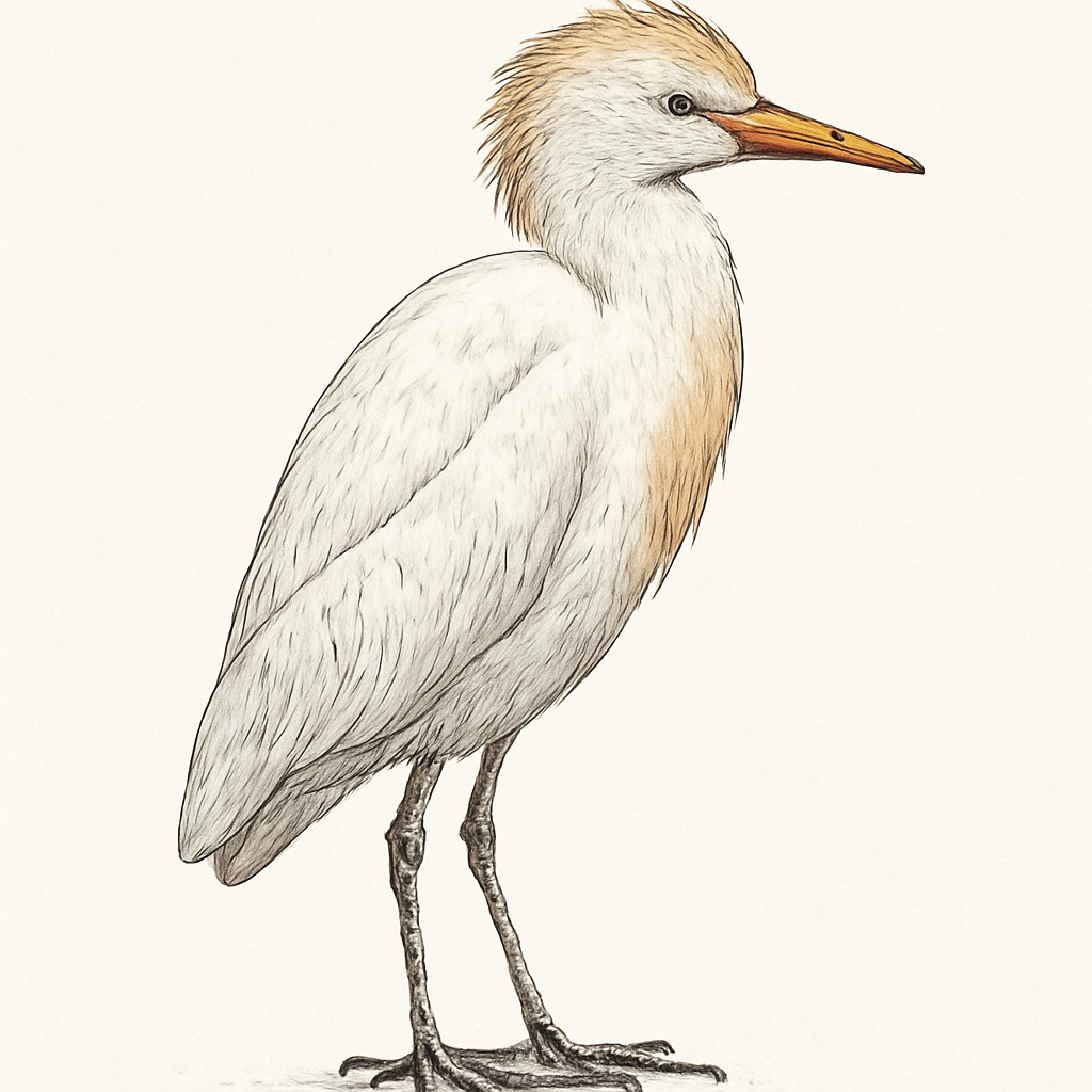 Western Cattle-Egret illustration