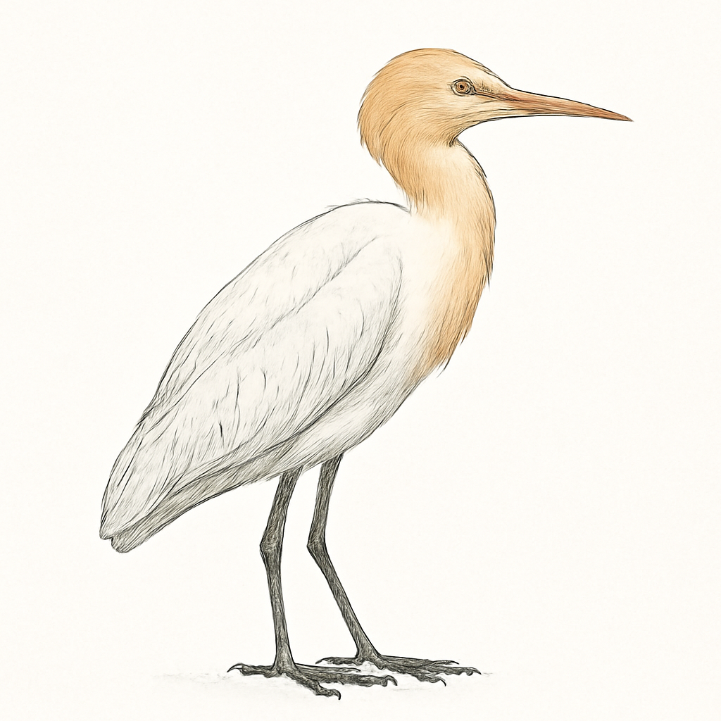 Eastern Cattle-Egret illustration