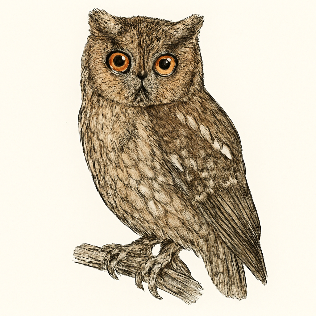 Eurasian Scops Owl illustration