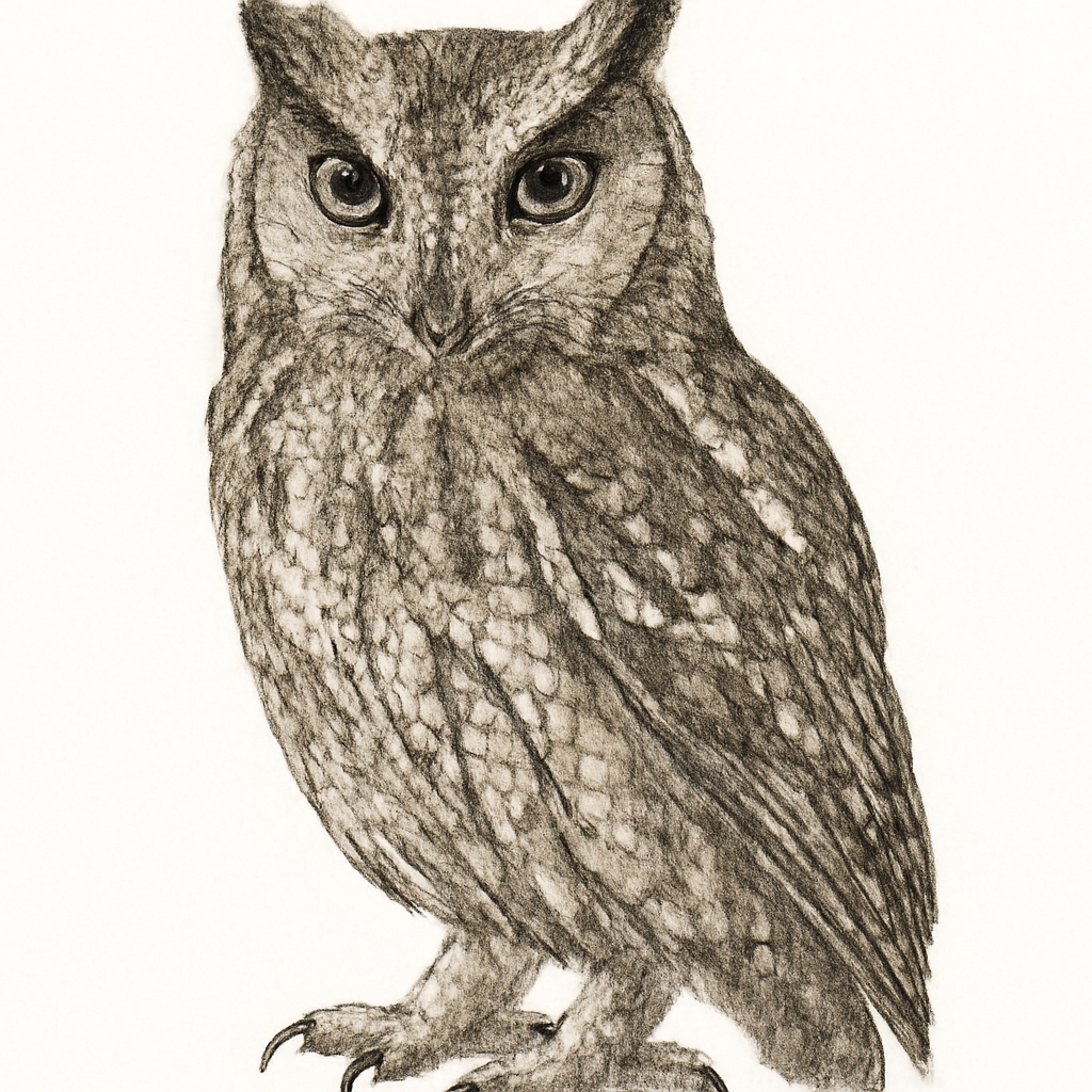 Illustration von Tropfenkreischeule