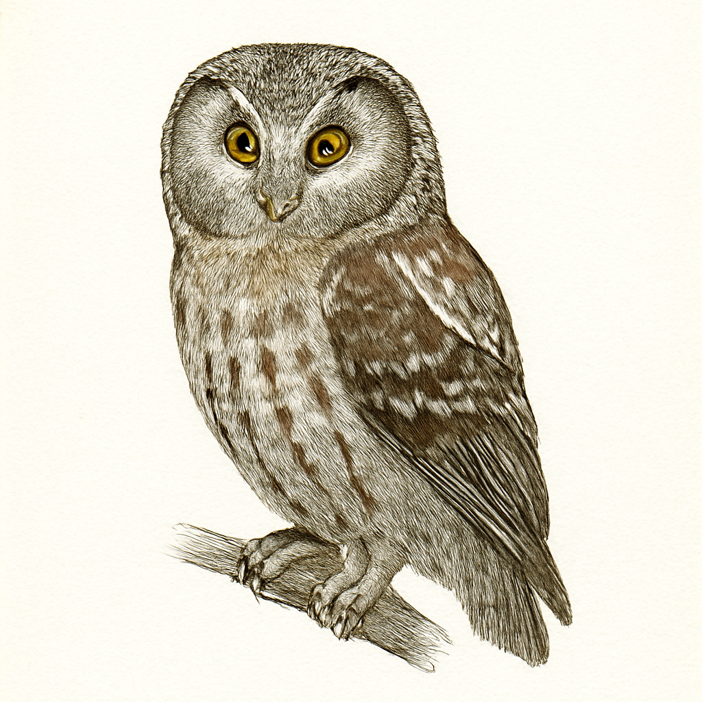 Tengmalm's Owl illustration