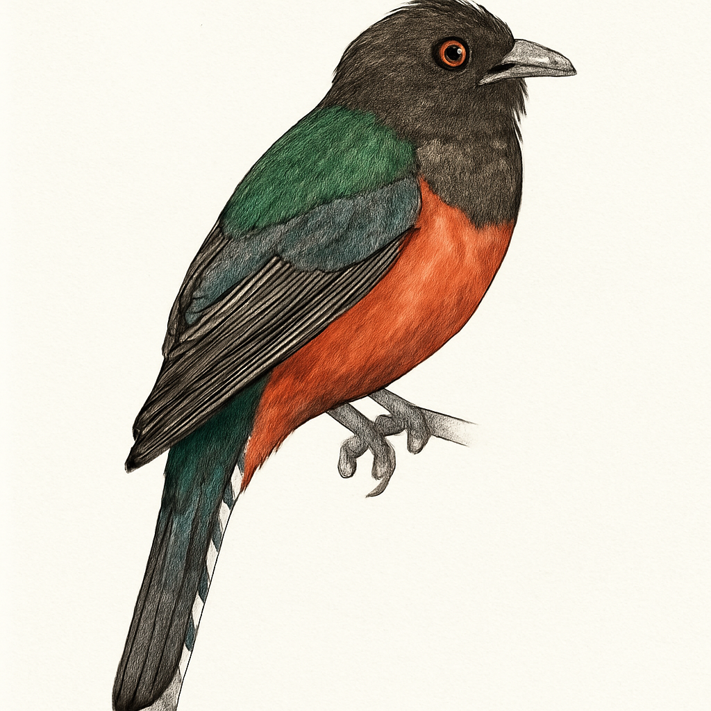 Bar-tailed Trogon illustration