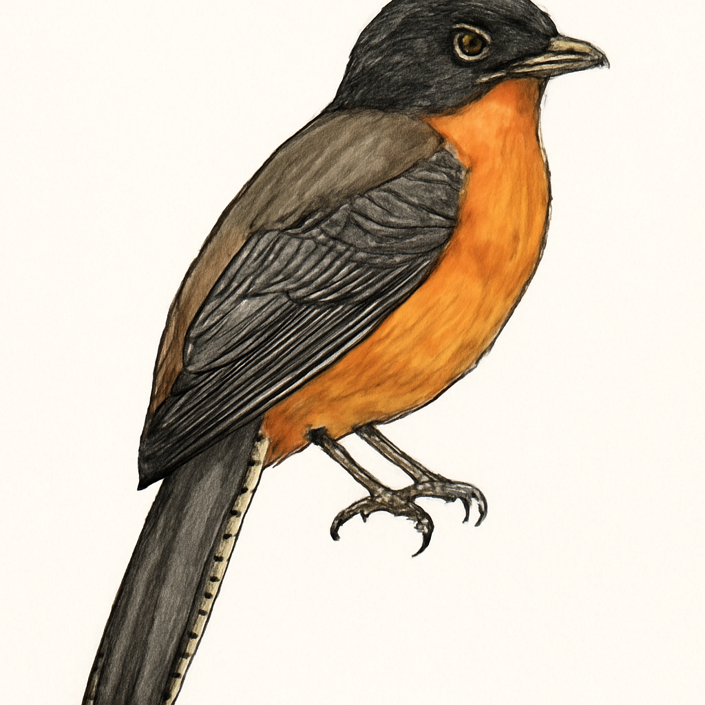 Illustration von Orangebauchtrogon